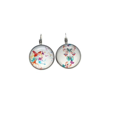 earrings steel silver with butterflies